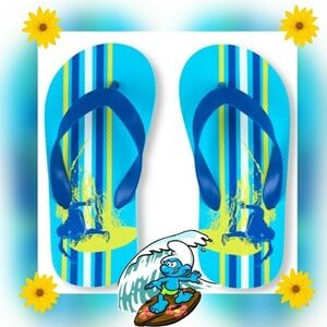 Children’s Place Toddler Flip Flops | Blue Striped Back Strap Foam Sandals Sz 4